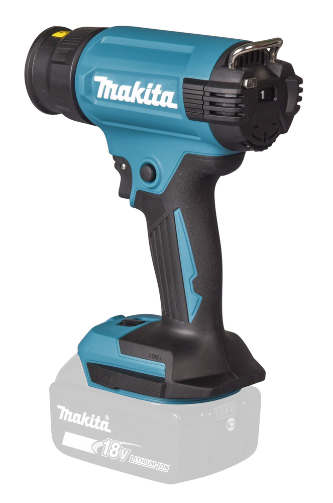 Kuumailmapuhallin Makita DHG181ZJ 18V, 150-550C°, 120/220l/min, neljä suulaketta. Runkoversio