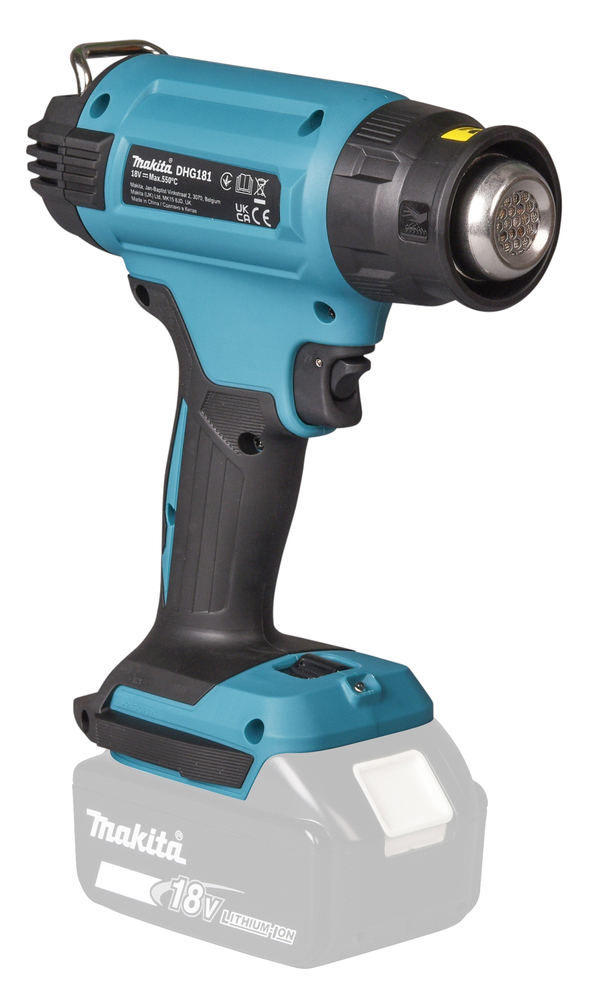 Kuumailmapuhallin Makita DHG181ZJ 18V, 150-550C°, 120/220l/min, neljä suulaketta. Runkoversio
