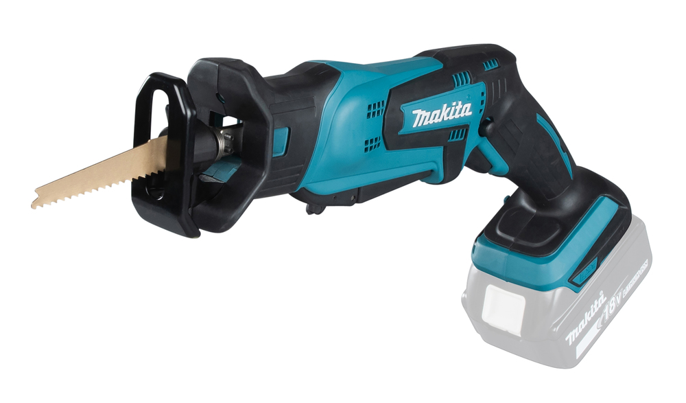 Puukkosaha Makita DJR183Z 18V, kaksi käyttökytkintä, 1,7kg, puukkosahanterille. Runkoversio