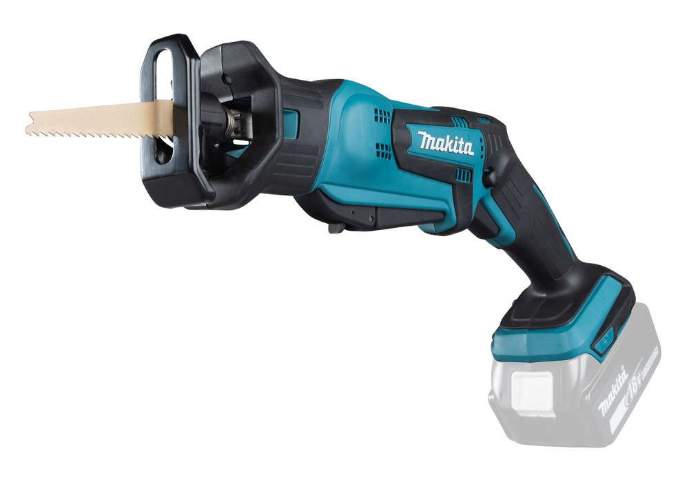 Puukkosaha Makita DJR183Z 18V, kaksi käyttökytkintä, 1,7kg, puukkosahanterille. Runkoversio