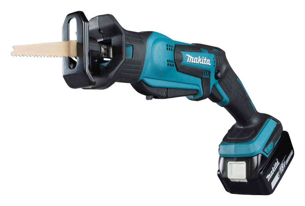 Puukkosaha Makita DJR183Z 18V, kaksi käyttökytkintä, 1,7kg, puukkosahanterille. Runkoversio