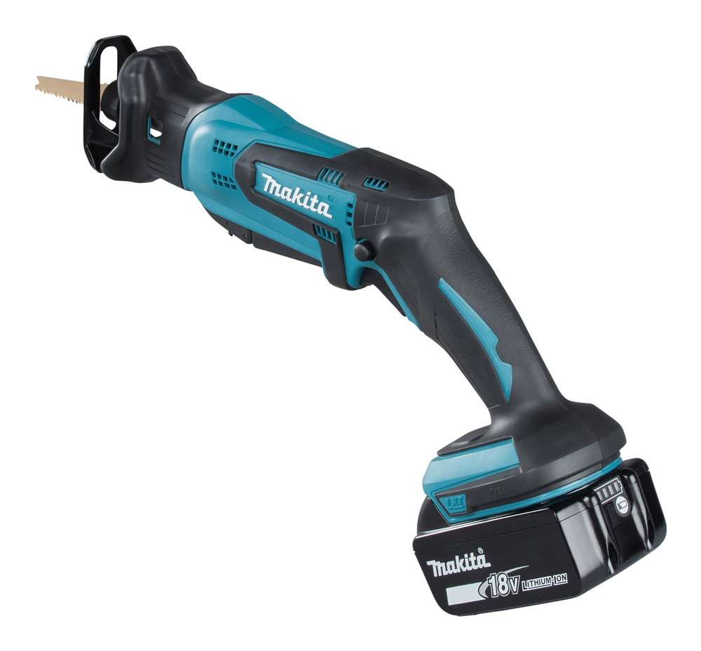 Puukkosaha Makita DJR183Z 18V, kaksi käyttökytkintä, 1,7kg, puukkosahanterille. Runkoversio