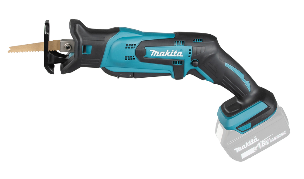 Puukkosaha Makita DJR185Z 18V, kaksi käyttökytkintä, 1,7kg, pisto- ja puukkosahanterille. Runkoversio