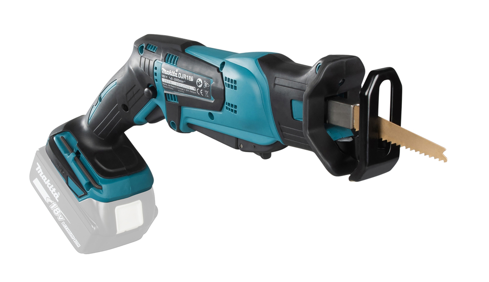 Puukkosaha Makita DJR185Z 18V, kaksi käyttökytkintä, 1,7kg, pisto- ja puukkosahanterille. Runkoversio