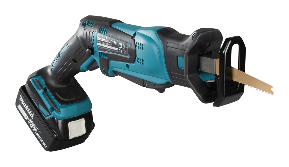 Puukkosaha Makita DJR185Z 18V, kaksi käyttökytkintä, 1,7kg, pisto- ja puukkosahanterille. Runkoversio
