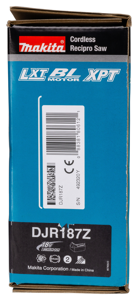 Puukkosaha Makita DJR187Z 18V, hiiliharjaton, iskun pituus 32mm, 3,6kg. Runkoversio