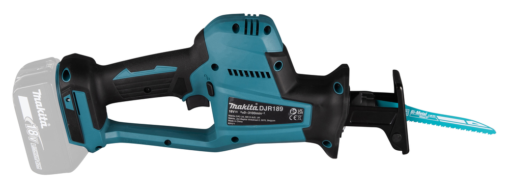 Puukkosaha Makita DJR189Z 18V, hiiliharjaton, iskun pituus 22mm, 2,6kg. Runkoversio