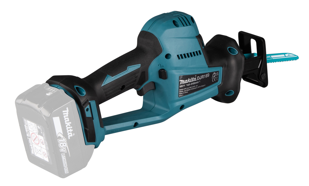 Puukkosaha Makita DJR189Z 18V, hiiliharjaton, iskun pituus 22mm, 2,6kg. Runkoversio