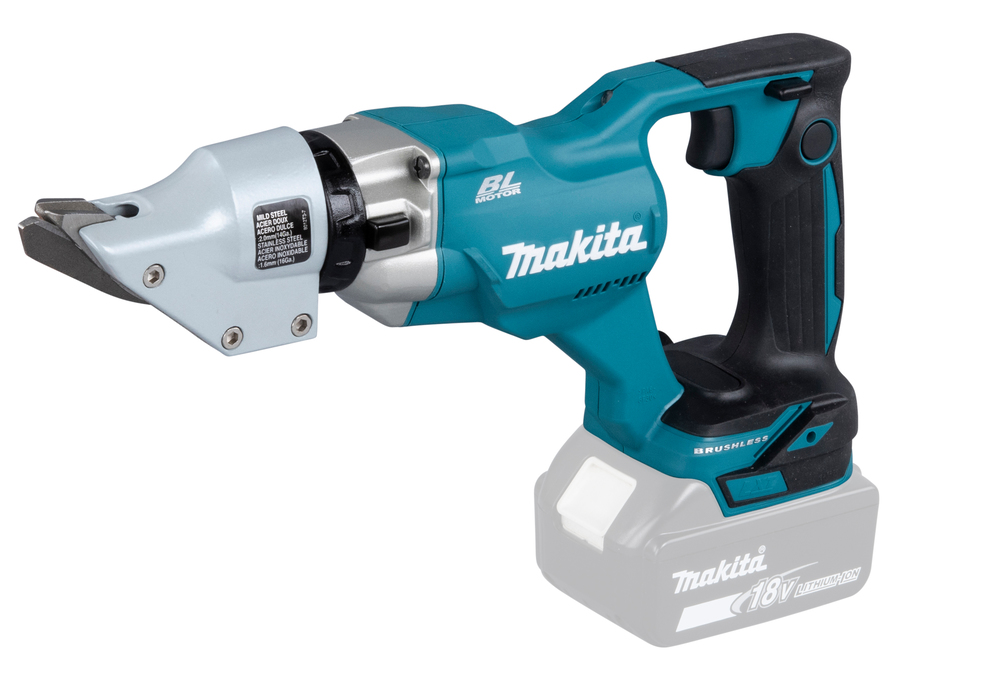 Makita DJS200Z 18V borstlös skivfräs, rakt snitt, plåt 2,0mm, RST 1,6mm, 2,7kg. Version med kaross