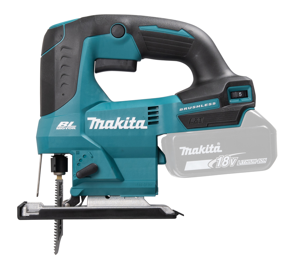 Jigsaw 18V, carbon brushless, curved handle, infinitely variable adjustment via control switch. Body version DJV184Z