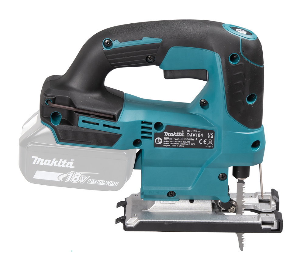Jigsaw 18V, carbon brushless, curved handle, infinitely variable adjustment via control switch. Body version DJV184Z