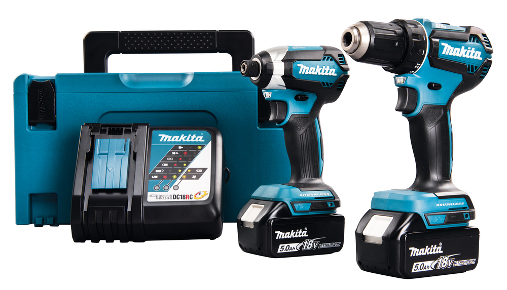 Machine set Makita DLX2289TJ 18V DDF485, DTD153. Two 5,0Ah batteries and charger