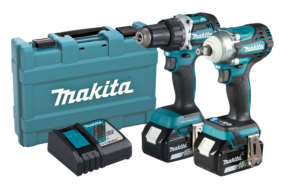 Machine set Makita DLX2410G 18V, DDF484, DTW300. Two 6,0Ah batteries and charger