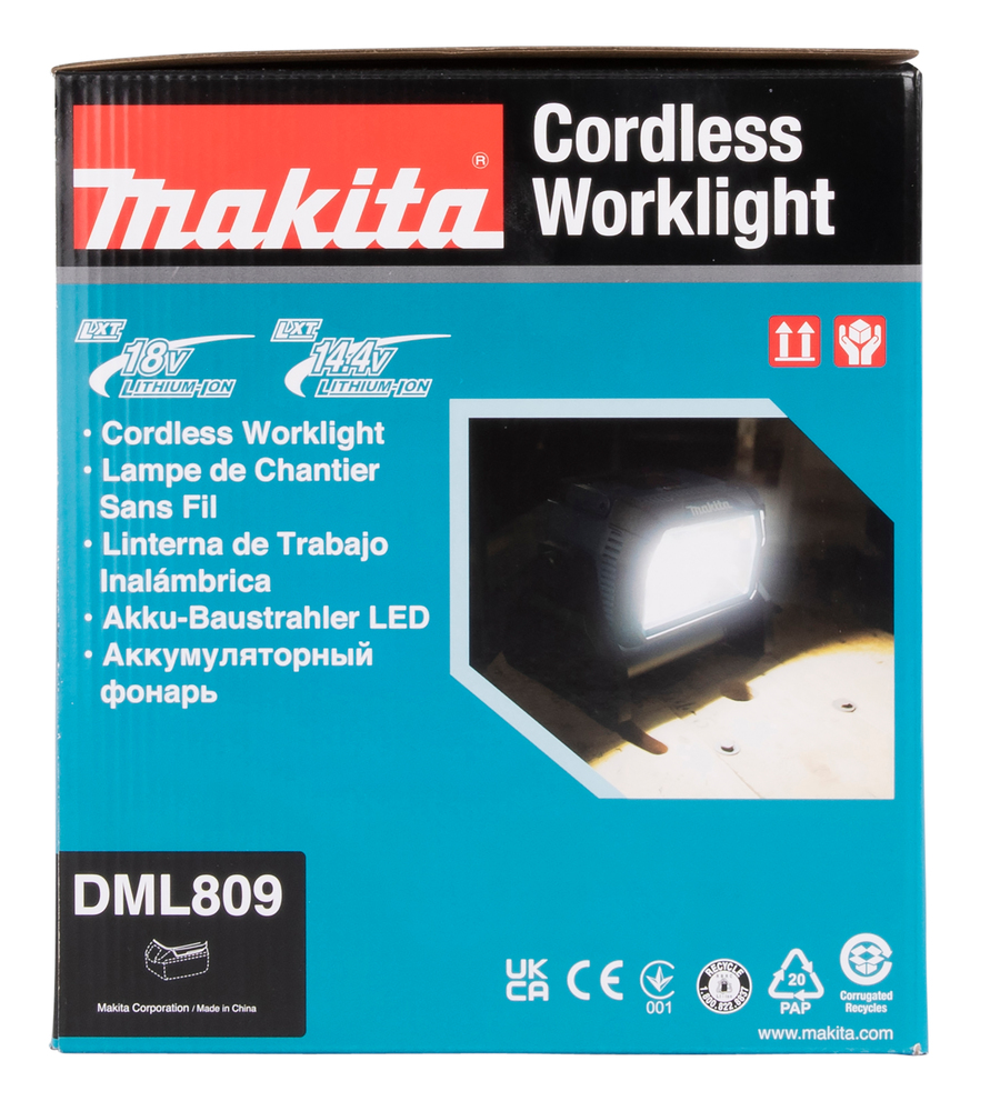 Työmaavalaisin Makita DML809 2xLXT akku/230V. 2500/5000/10000 Lumen. Runkoversio