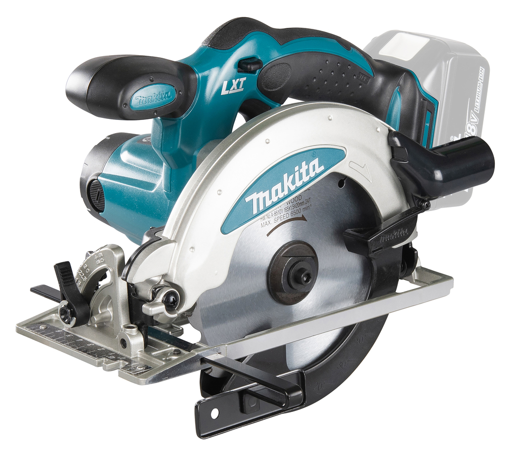 Pyörösaha puulle Makita DSS610Z 18V, sahaus 57mm, terä 165x20 Z=24. Runkoversio DSS610Z