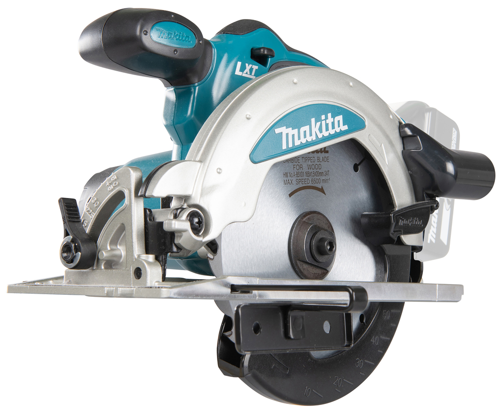 Pyörösaha puulle Makita DSS610Z 18V, sahaus 57mm, terä 165x20 Z=24. Runkoversio DSS610Z