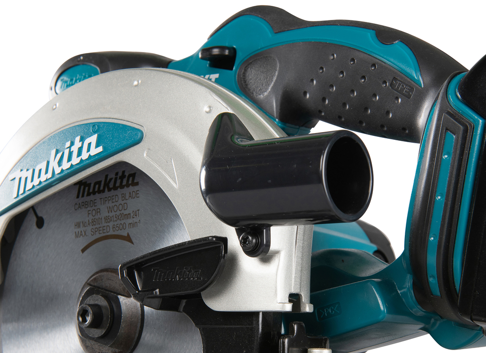 Pyörösaha puulle Makita DSS610Z 18V, sahaus 57mm, terä 165x20 Z=24. Runkoversio DSS610Z