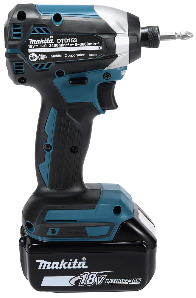 Iskevä ruuvinväännin Makita DTD153RTJ 18V, hiiliharjaton, 2x5,0Ah, 170Nm