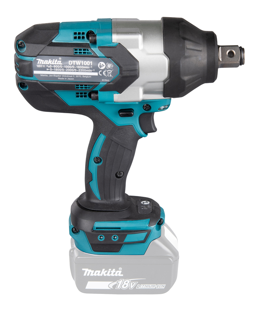 Mutterinväännin Makita DTW1001Z 18V, 3/4" kitkarenkaalla, 1050Nm, hiiliharjaton. Runkoversio