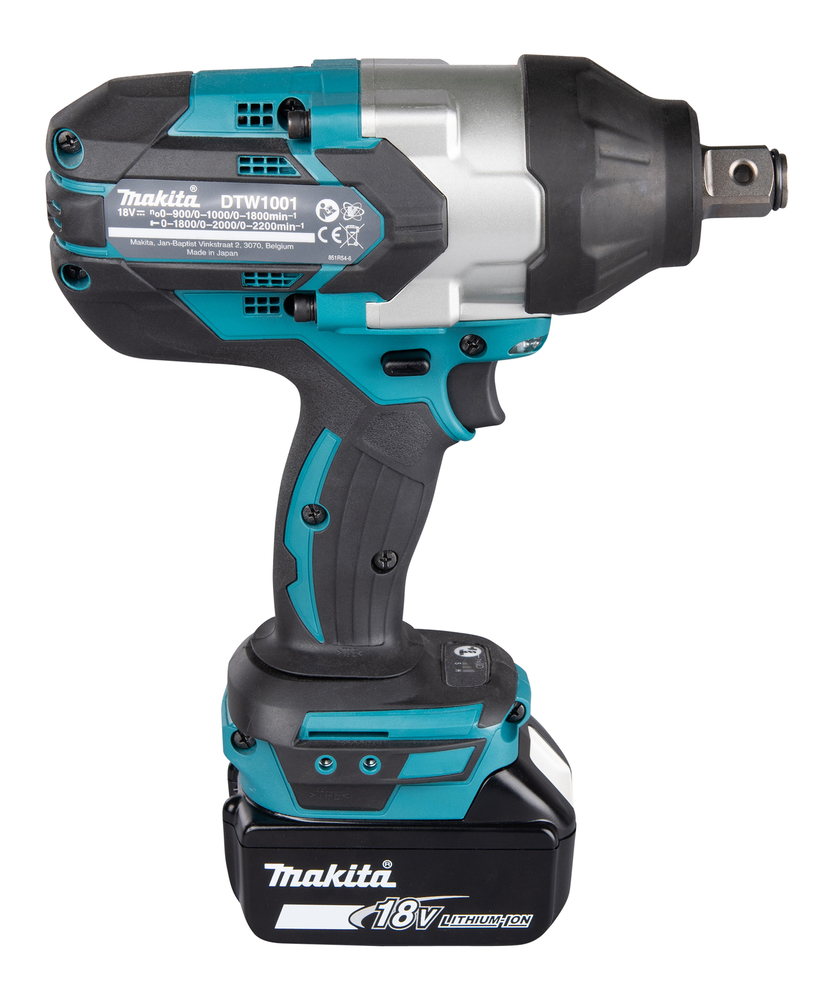 Mutterinväännin Makita DTW1001RTJ 18V, 2x5,0Ah, 3/4" kitkarenkaalla, 1050Nm, hiiliharjaton