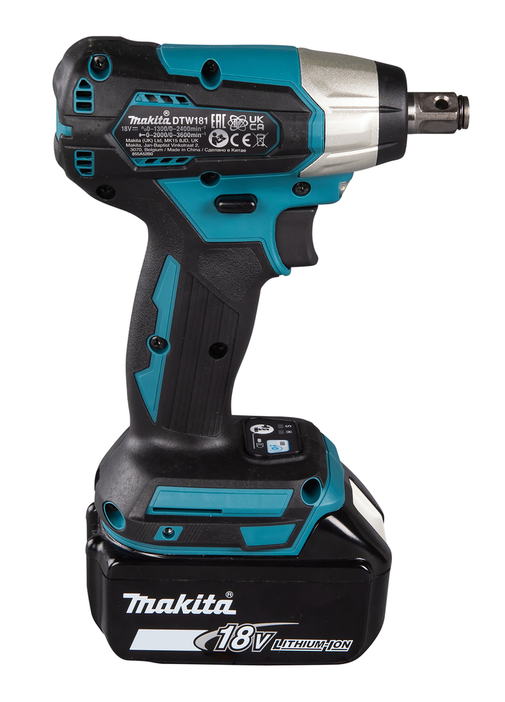 Mutterinväännin Makita DTW181Z 18V, 1/2" kitkarenkaalla, 210Nm, hiiliharjaton. Runkoversio