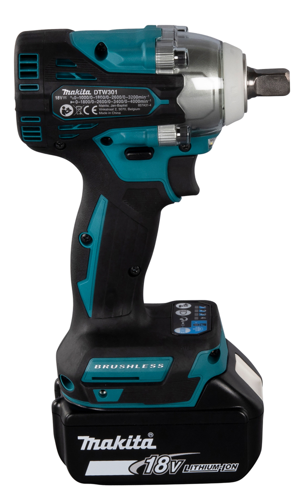  Iskevä mutterinväännin Makita DTW301RTJ (2x5,0Ah akkua ja laturi)