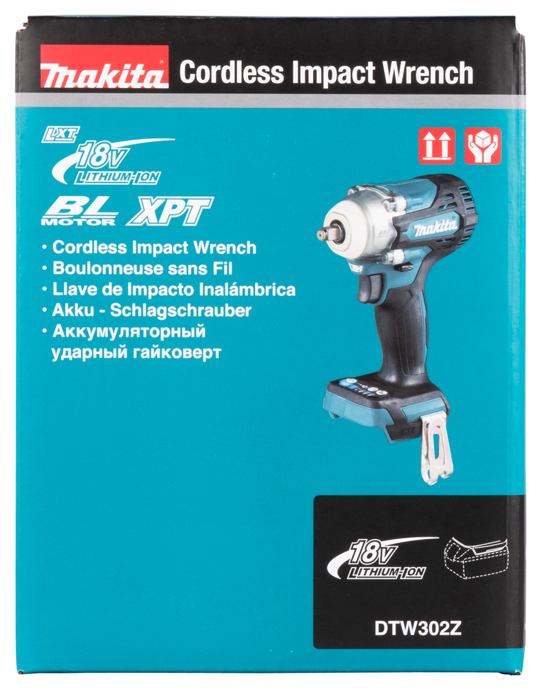 Mutterinväännin Makita DTW302Z 18V, 3/8", 300Nm, hiiliharjaton. Runkoversio