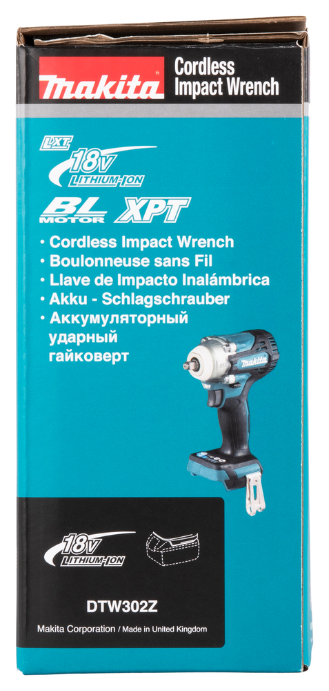 Mutterinväännin Makita DTW302Z 18V, 3/8", 300Nm, hiiliharjaton. Runkoversio