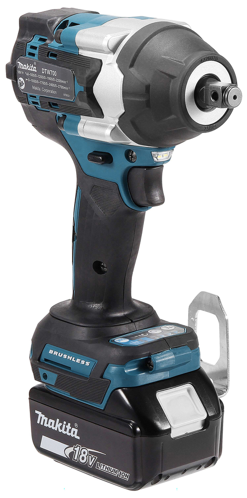 Mutterinväännin Makita DTW700RTJ 18V, 2x5,0Ah, 1/2" kitkarenkaalla, 700Nm, hiiliharjaton