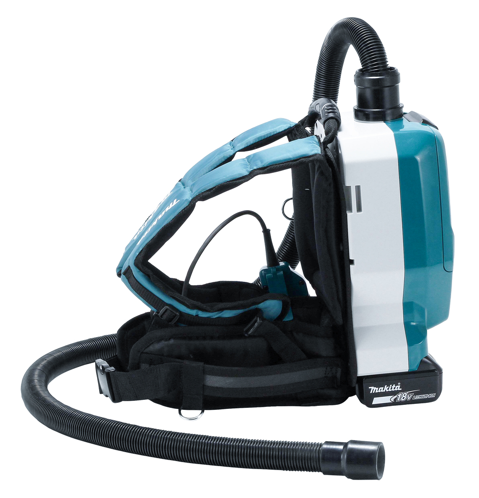 Backpack vacuum cleaner Makita DVC265ZXU 2x18V, 2,0m³/min, 2 litres, 11kPa, 2-speed, AWS, brushless. Body version, tool kit