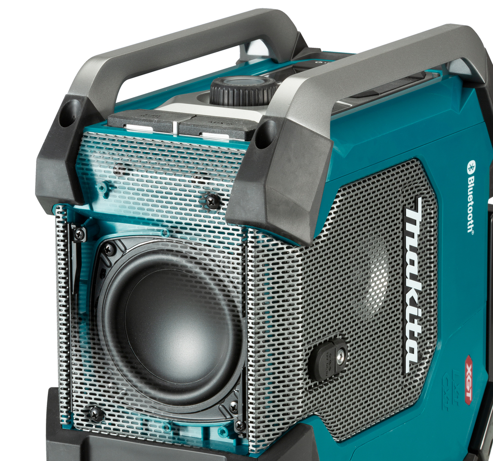 Radio och Bluetooth-högtalare, Makita MR006GZ USB-laddning, subwoofer. Drivs via elnätet eller Li-ion-batterier CXT, LXT och XGT