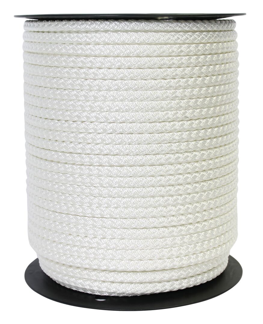 Flag line 6MM plaited polyester white 200m/roll 4,8kg/roll (flagpole)
