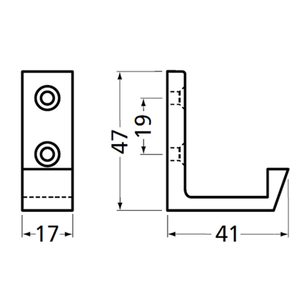 Clothes hook Hermeta aluminium anodized 0139-02