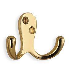 Clothes hook brass double 65mm