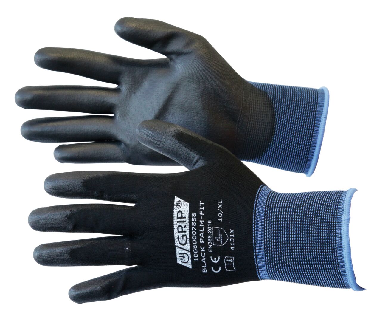 Nylonsormikas PALM-FIT BLACK 8/M ohut, musta PU-pinnoitettu