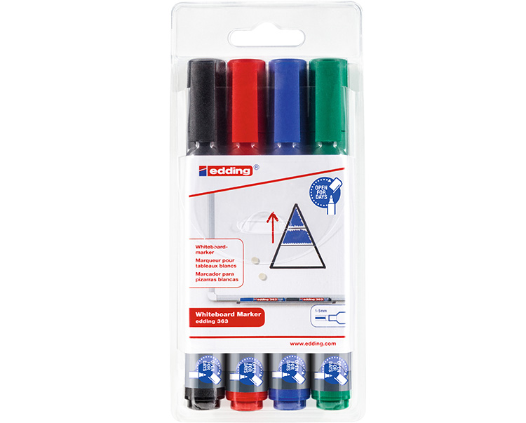 Whiteboard pen set EDDING 363/4 4 colours