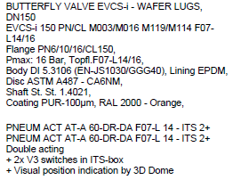 Butterfly valve EVCS-i wafer lugs DN150 PN16, pneumatic actuator AT-A 60DR-DA F07-L-14