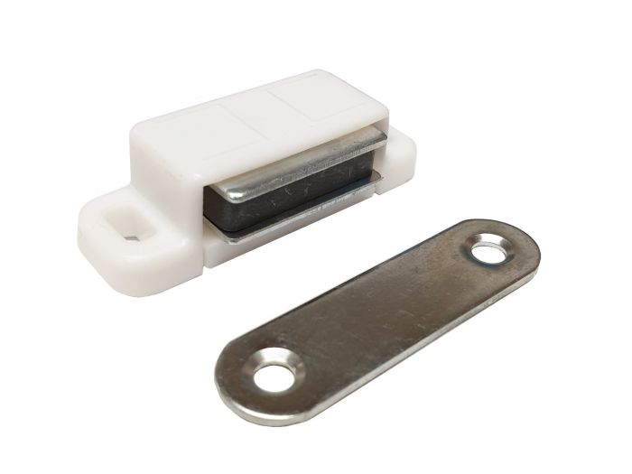 Magnetic latch 6kg white plastic