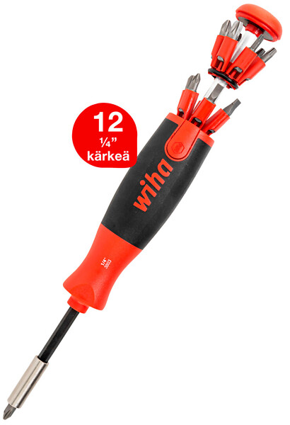 Screwdriver 1/4'' magazine + 12 tips Wiha 38605 LiftUp