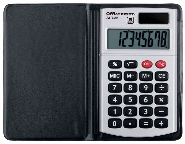 Pocket calculator AT-809 folding front cover